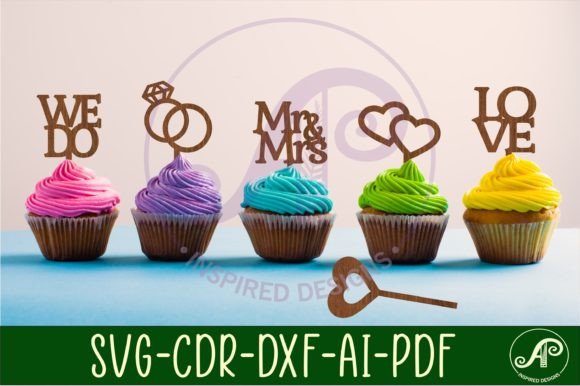 Download Wedding Cupcake Toppers, 6 Designs SVG - Svg Collection