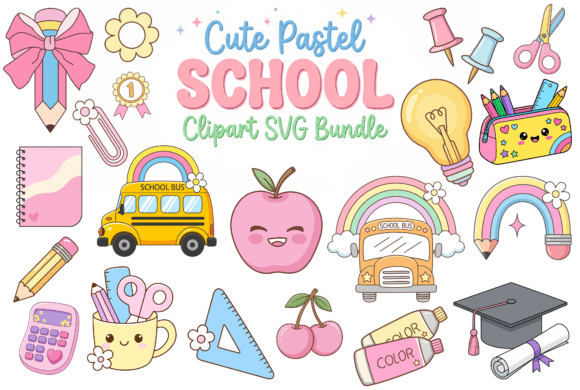 Download Cute Pastel School Clipart SVG Bundle - Svg Collection