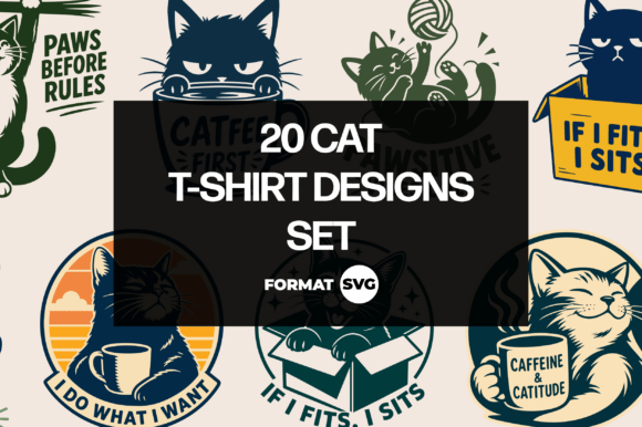 Download 20 Cat SVG T-Shirt Designs Set - Svg Collection