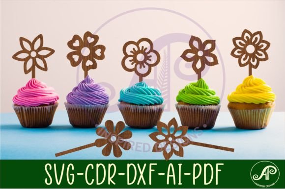 Download Flower Cupcake Toppers, 7 Designs SVG - Svg Collection