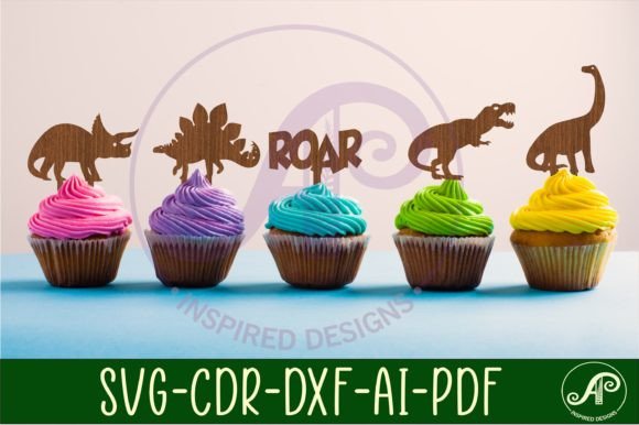 Download Dinosaur Cupcake Toppers, 6 Designs SVG - Svg Collection