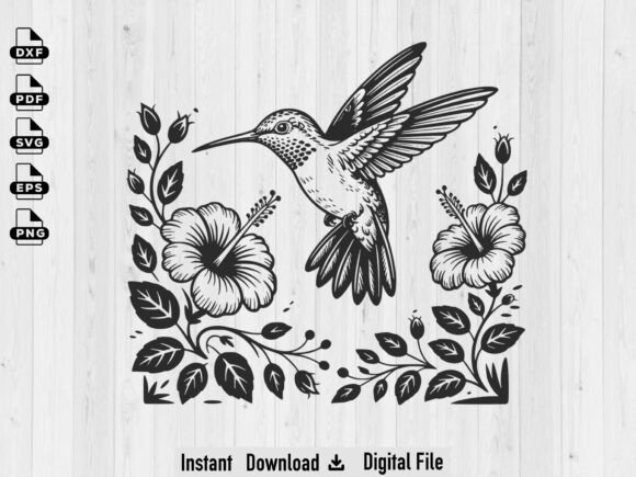 Download Hummingbird with Flowers Svg Silhouette - Svg Collection