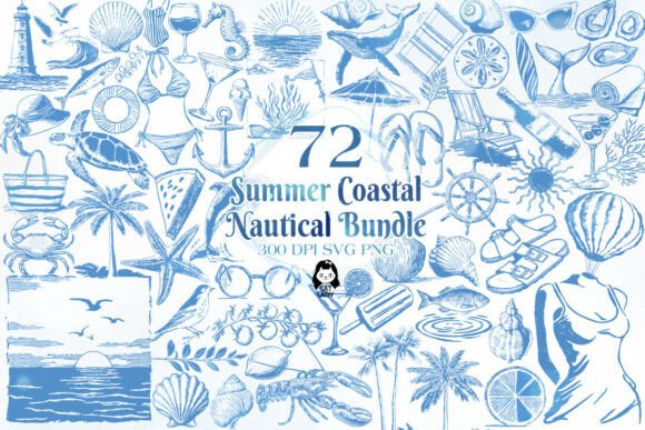 Download Summer Coastal Nautical Clipart SVG PNG - Svg Collection