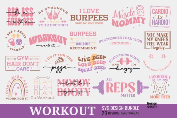 Download Workout Motivation Retro Pink SVG Bundle - Svg Collection
